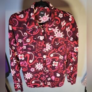 Cruel Girl Floral Button-Up Shirt in Red and Pink